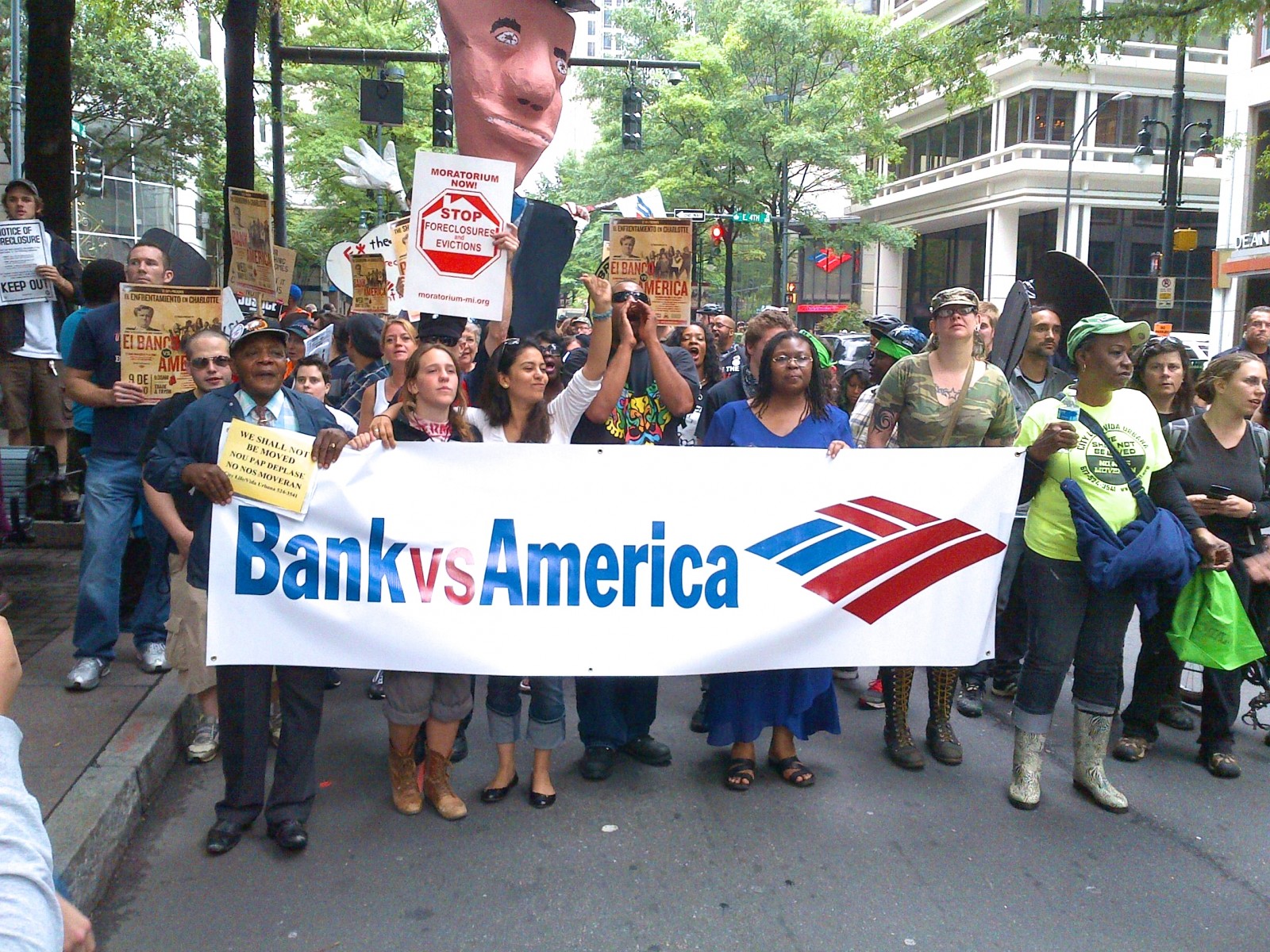 Protesters Converge on Bank of America and Wells Fargo Shareholder