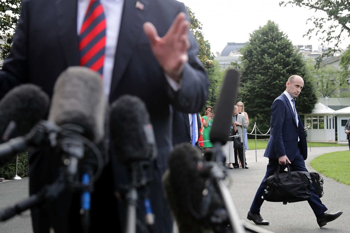 Trump adviser Stephen Miller, seen here walking behind the president, was the primary advocate for dividing immigrant families at the border. Photo: Chip Somodevilla/Getty Images