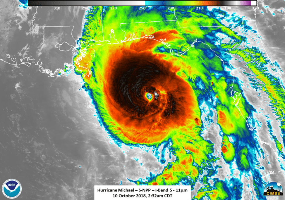 Infrared image of Hurricane Michael Photograph: NASA/NOAA/UW-SSEC-CIMSS, William Straka III